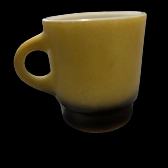 Vintage Anchor Hocking Fire King Single Yellow & Brown Stackable Mug - Picture 2 of 3